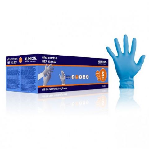 Klinion Ultra Comfort Nitrile handschoen poedervrij Blauw 150st. Small