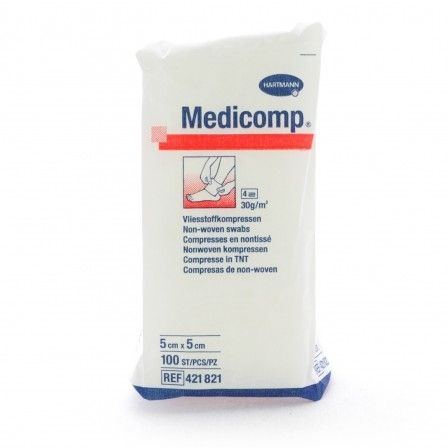 Medicomp gaaskompres nonwoven 4-laags 5x5cm 