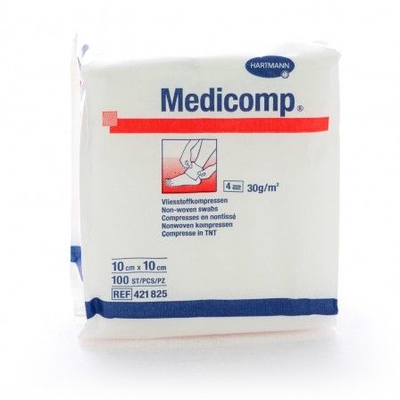 Medicomp gaaskompres nonwoven 4-laags 10x10cm