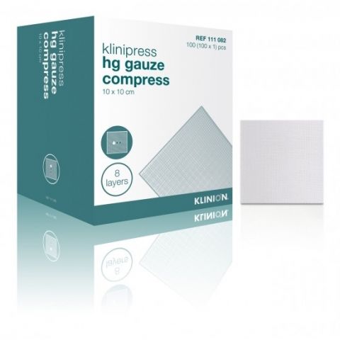 Klinion gaaskompres HG steriel 8-laags 10x10cm
