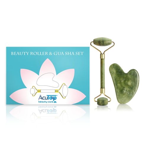 AcuTop Groene Jade roller & gua sha massage set