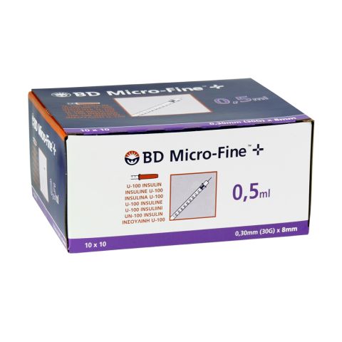 BD Microfine insulinespuit 0,5ml + naald 0,30x8mm U100