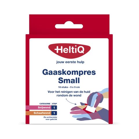 HeltiQ Gaaskompres Small 5x5cm 16 stuks