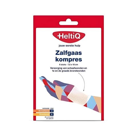HeltiQ Zalfgaaskompres 7,5x10cm 6 stuks