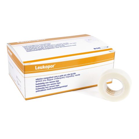 Leukopor hechtpleister 2,5cm x 9,2m, 12 rol