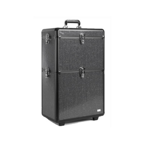 Sibel Strass aluminium koffer met 2 opbergniveaus Zwart XL
